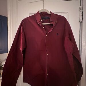 Ralph Lauren Burgundy Casual Button-Down Shirt